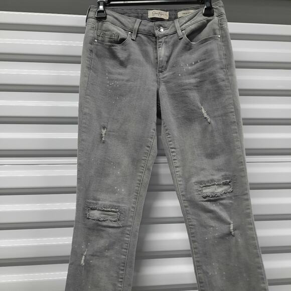 Jessica Simpson Cherish Skinny Jeans Womens Size 27 Gray Distressed Denim - Picture 2 of 8